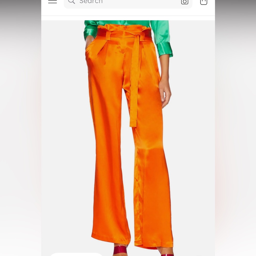 L'AGENCE Vibrant Orange Wide-Leg Pants
